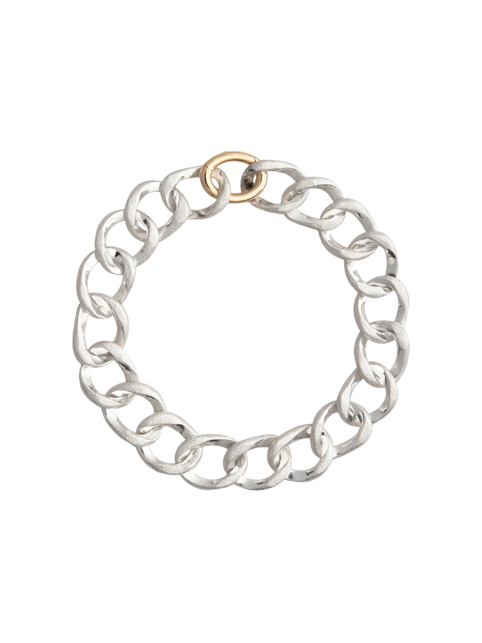 Lenk bracelet in silver with lock in 18k yellow gold